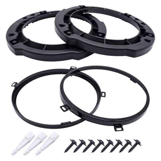 HiSport 7 Inch Round Headlight Mounting Retaining Bracket Ring Set - Compatible with 2007-2017 Jeep Wrangler JK - Easy No-Drill Installation, ABS Plastic, Includes All Hardware
