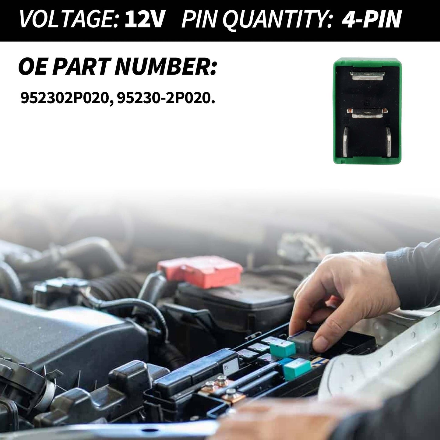 HiSport Relay 95230-2P020 4 Pins 12V 20A Multi-Purpose Power Relay Compatible with Hyundai Azera, Elantra, Sonata ; Compatible with KIA Cadenza, Forte, K900, Optima, Sorento