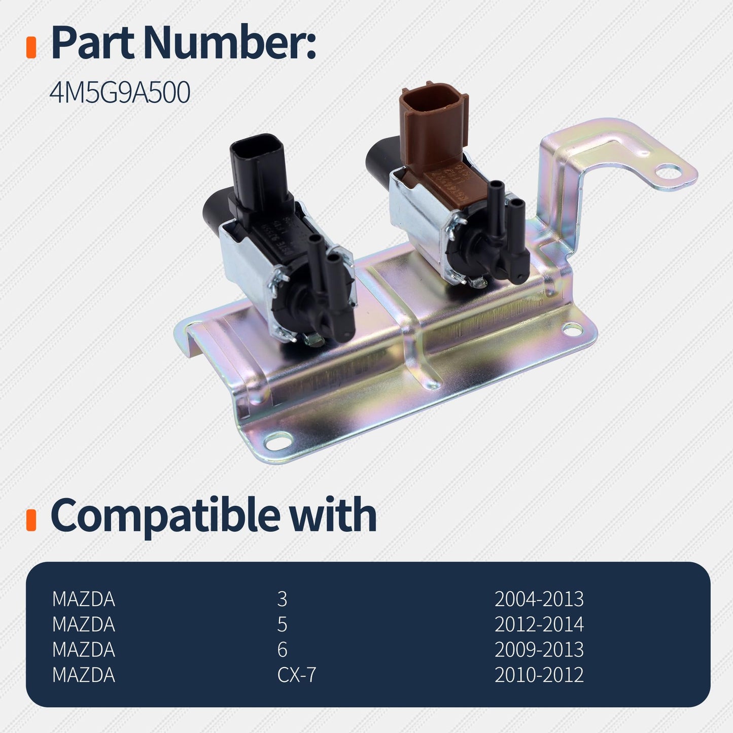 Hisport 4M5G-9A500 Intake Manifold Vacuum Runner Solenoid Valve Compatible with Maz-da 3 5 6 CX-7 K5T46597 Replaces K5T81777 K5T46597 LF82 1627 LF82 8112 LF8218741 LF82-18-741