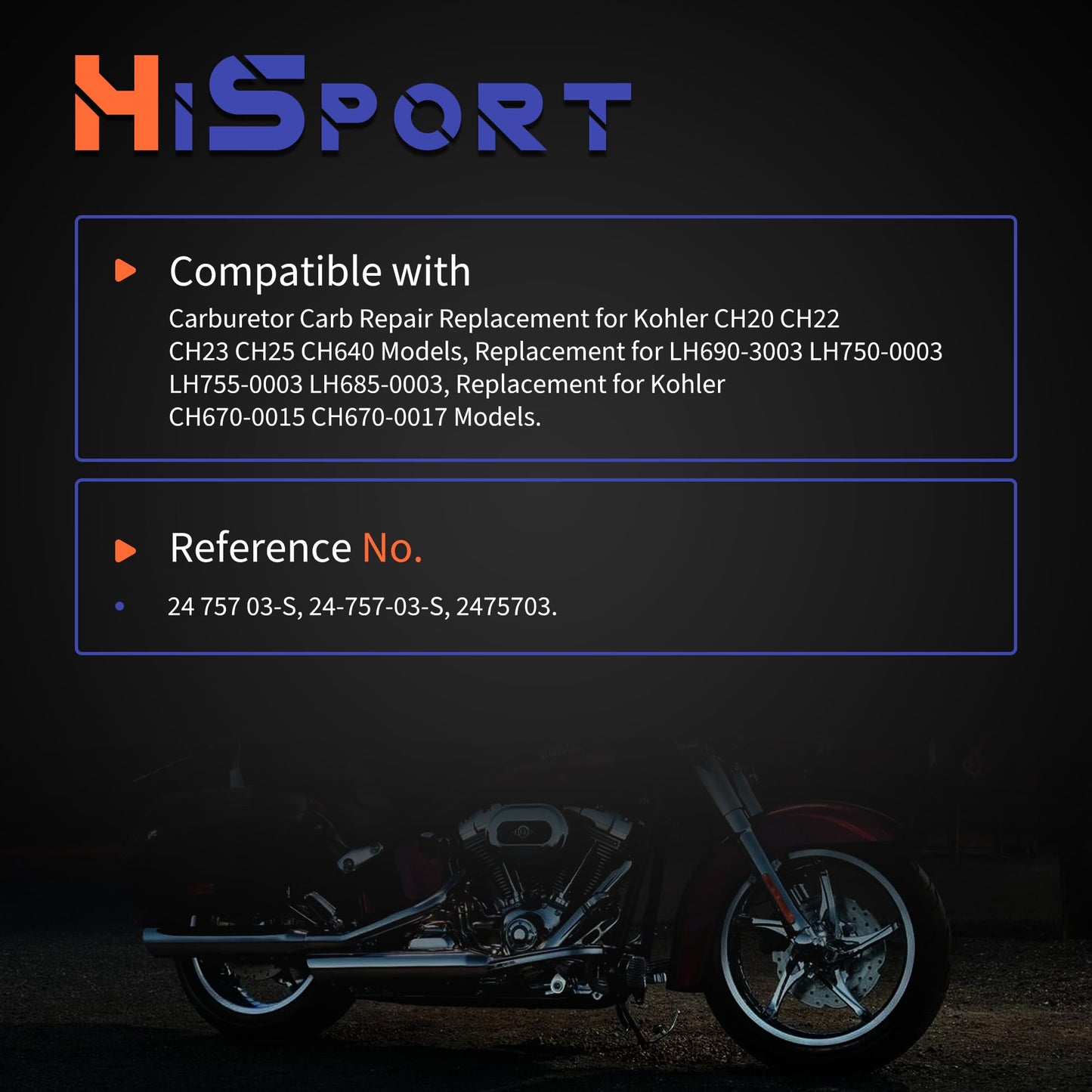 HiSport Carburetor Repair kit 24 757 03-S Replacement for Kohler CH20 CH22 CH23 CH25 CH640 LH690-3003 LH750-0003 LH755-0003, Lawn Mower Carb Rebuld Kit