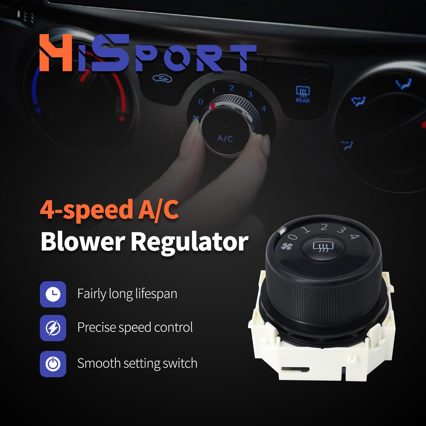 HiSport HVAC AC Blower Fan Knob Speed Control Switch Assy Compatible with Toyota Corolla Matrix Replacement for 55902-12100, 55902-02030, 55902-02070, 55902-75D358