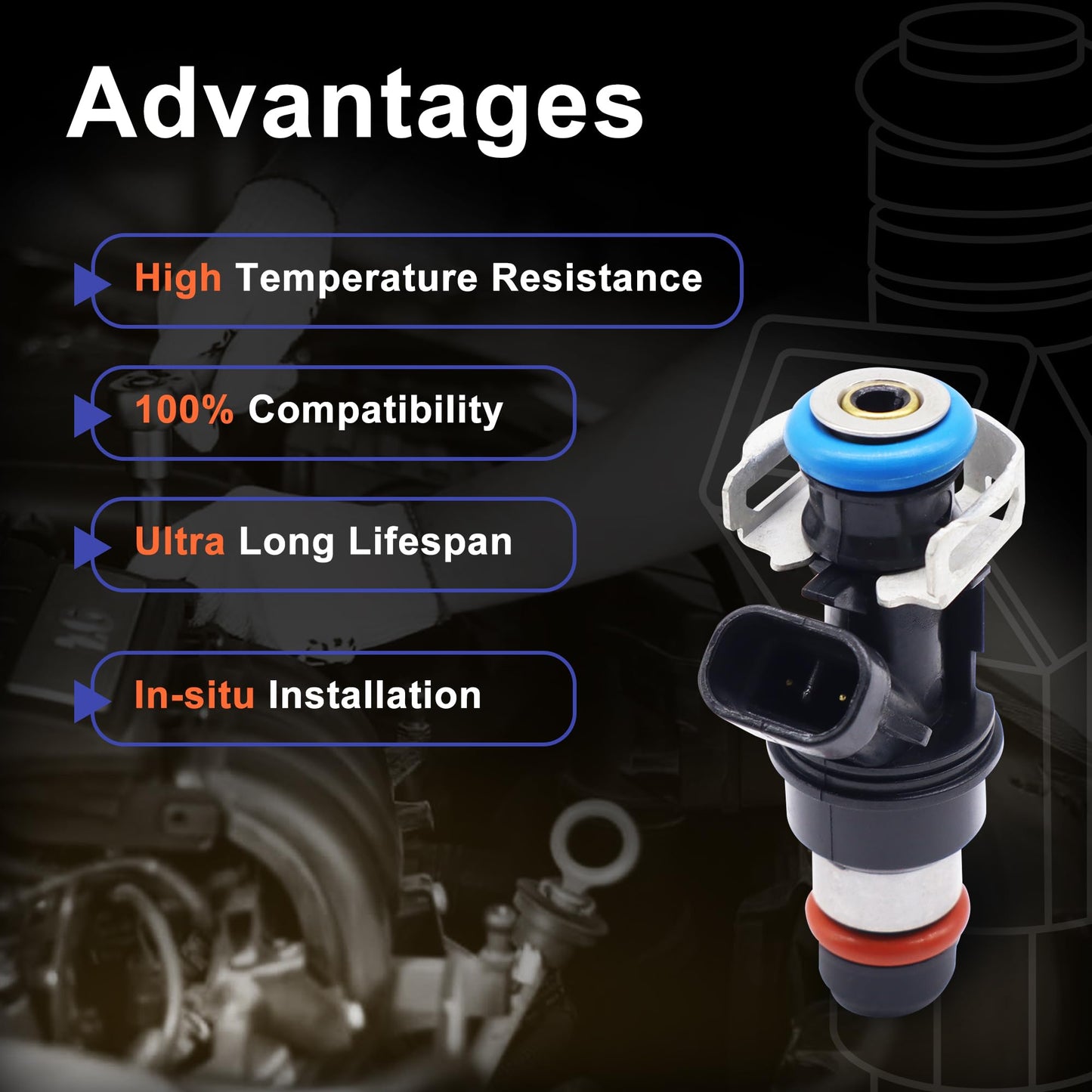 HiSport Fuel Injectors 8PCS Compatible with Chevrolet & GMC Trucks 1999-2000 4.8 & 5.3L V8 Engines 4 Holes Replace 17113582