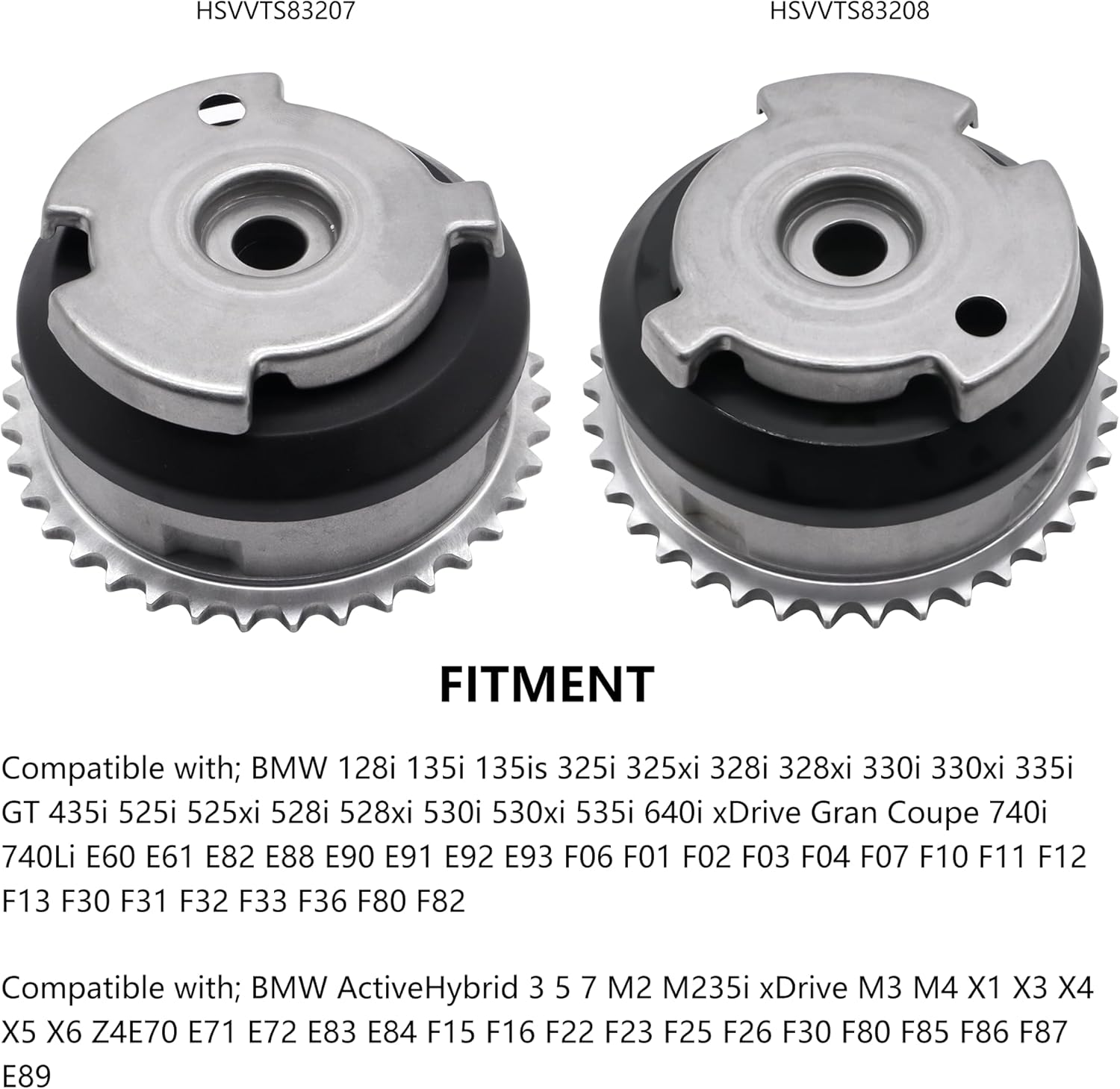 HiSport VVT Intake & Exhaust Camshaft Adjuster Sprocket Gears - Compatible with BMW 128i 135i 325i 328i 330i 335i 435i 525i 525xi 528i 528xi 530i 530xi 535i 640i 740i - Replace 11367583207 11367583208