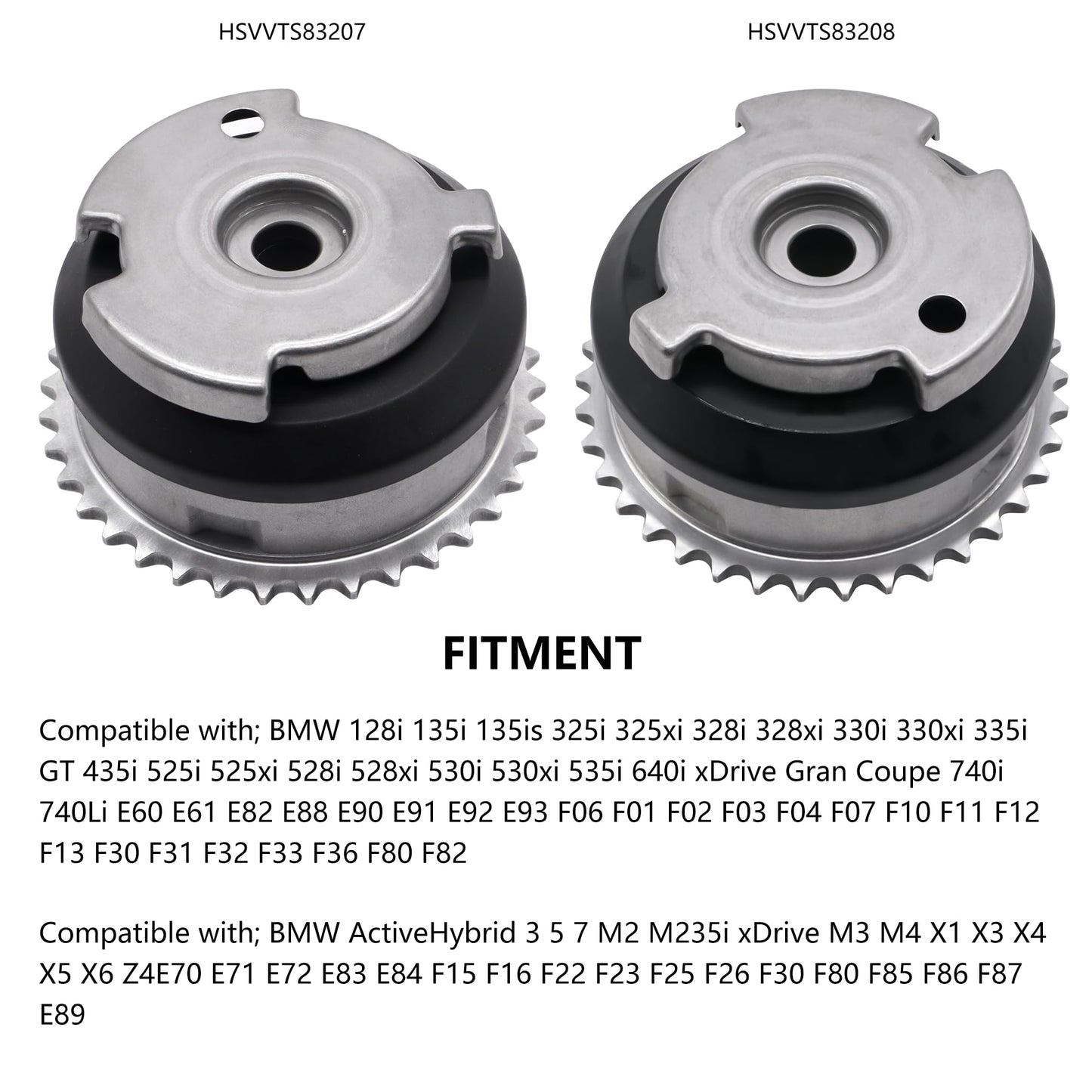 HiSport VVT Intake & Exhaust Camshaft Adjuster Sprocket Gears - Compatible with BMW 128i 135i 325i 328i 330i 335i 435i 525i 525xi 528i 528xi 530i 530xi 535i 640i 740i - Replace 11367583207 11367583208