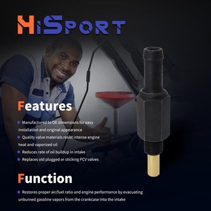 HiSport PCV Valve - Compatible with Hyundai Accent Elantra Excel Scoupe Tiburon Tucson | Kia Spectra Spectra5 Sportage | Mitsubishi Precis 1.5L 1.6L 1.8L 2.0L 1986-2012 - Replace 26740-21314