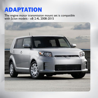 HiSport Engine Motor Transmission Mount Set - Compatible with Scion xB 2.4L 2008-2015 Replaces A62012 A62071 A62067 A62070