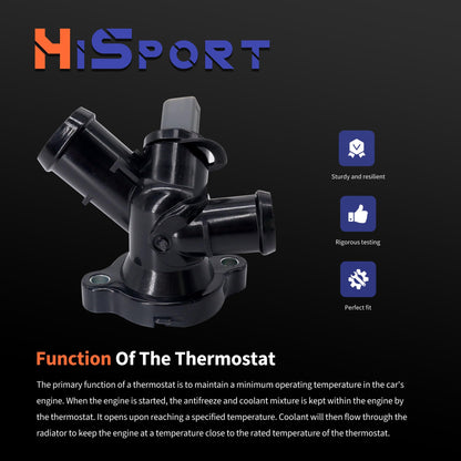 HiSport Thermostat Housing Assembly 902-6131 Compatible with Volkswagen Beetle Cabrio, Bora, Golf, Jetta, Passat, Rabbit, Replacement for Audi RS Q3, TT, 07K121132F, 07K121132G