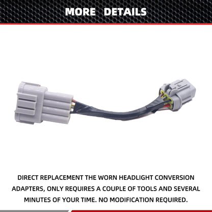 HiSport 2PCS Headlight Conversion Adapters Compatible with Nissan 350z 2003 2004 2005 HID Wiring 8 to Halogen 6