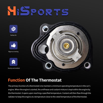 HiSport Thermostat Housing Assembly - Compatible with Ford Transit Connect 2014-2022 Fusion 2006-2020 Escape 2005-2019 EcoSport 2004-2012 Focus 2003-2011 Ranger 2001-2011 Ka - Replace 34044