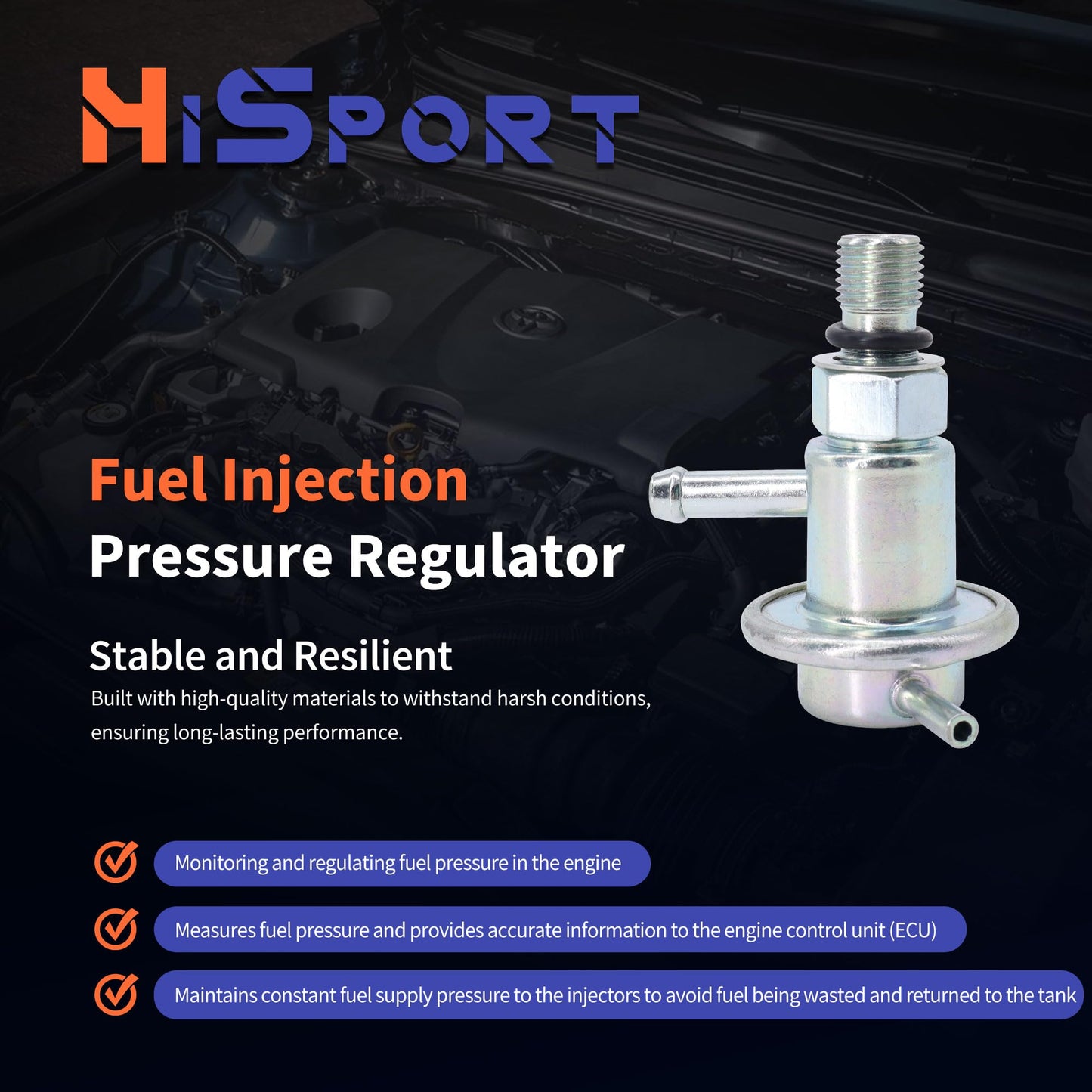 HiSport Fuel Injection Pressure Regulator PR4043 Replacement for Toyota 4Runner Pickup 1988 1989 1990 1991 1992 1993 1994 1995 T100 1992 1993 1994, 3.0 Bar