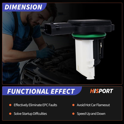 HiSport MAF Mass Air Flow Sensor - Compatible with BMW 135I 335I 435I 528I 535I 640I 740I Replaces 5WK97512 5WK97512Z 74-50088