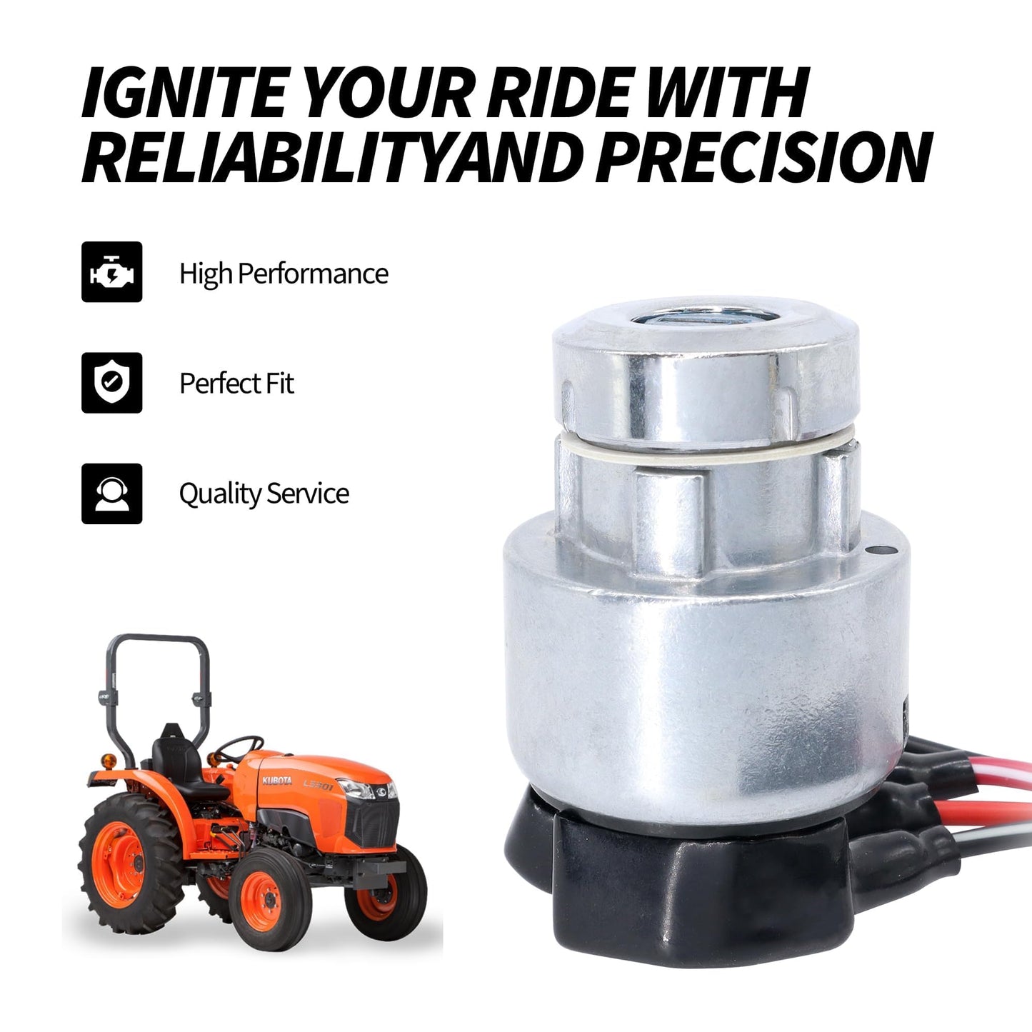 HiSport TC020-31822 Ignition Key Switch - Compatible with Kubota Tractor L2050 L2250 L2350 L2500 L2501 L2550 L2600 L2800 L3000 L2850 L3200 L3400 L3700 L3800 L4300 L4400 MX4700 MX5000 MX5100