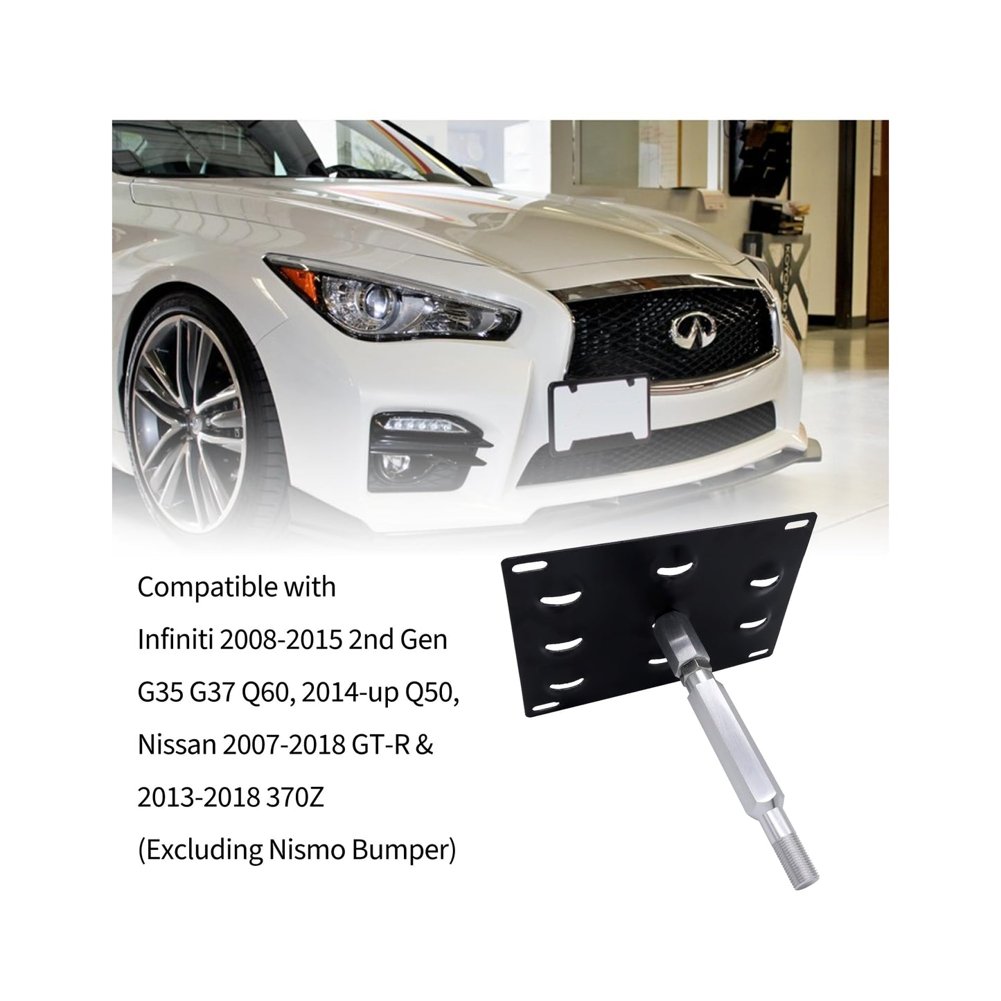 HiSport No Drill Front Bumper Tow Hook License Plate Mounting Bracket Adapter Kit Compatible with Scion FRS 2013-2017 , Subaru BRZ 2013-2021 & WRX 2015-2021 , Toyota Prius 2010-2015 & 2017-2021