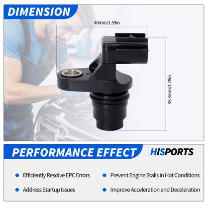 HiSport 907819 Engine Camshaft Position Sensor Compatible with Acura ILX 2.4L 2013-2015 TSX 2.4L 2009-2014, Honda Accord 2.4L 2008-2012 Civic 2.4L 2012-2015 CR-V 2.4L 2010-2014 Crosstour 2012-2015