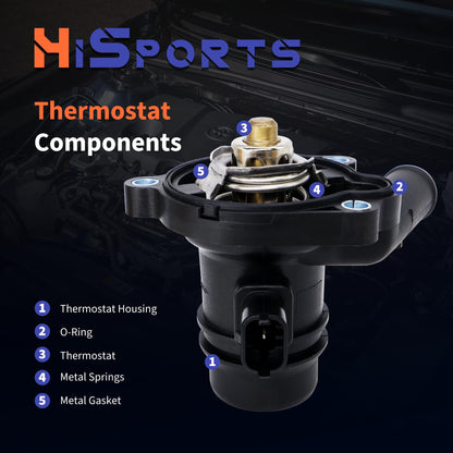 HiSport Engine Coolant Thermostat Housing Assembly - Compatible with Buick Encore 2013-2021 | Chevy Cruze 2011-2015 Cruze Limited 2016 Sonic 2012-2020 Trax 2013-2021 - Replace 902-808
