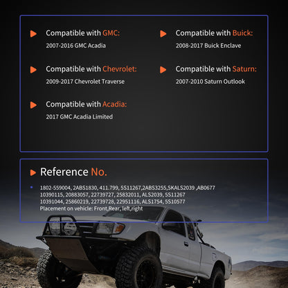 HiSport ABS Wheel Speed Sensor Front Rear left right 4PCS Compatible with Buick Chevrolet Traverse 2009-2017,Enclave 2008-2017,Replacemnt for GMC Acadia 2007-2016,Limited 2017,Saturn Outlook 2007-2010