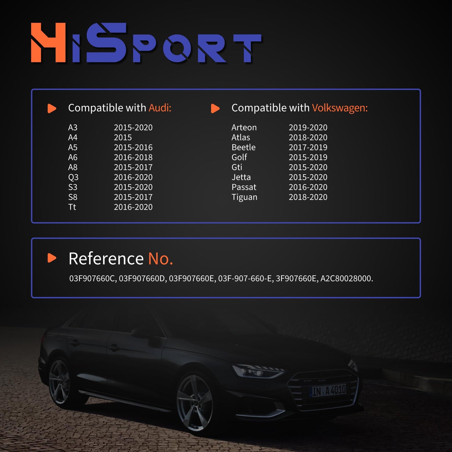 HiSport Engine Oil Level Sensor 03F907660D 03F907660E Compatible with Audi A3 A4 A5 A6 A8 Q3 S3 S8 Tt, Replacement for Volkswagen Arteon Atlas Beetle Golf Gti Jetta Passat Tiguan