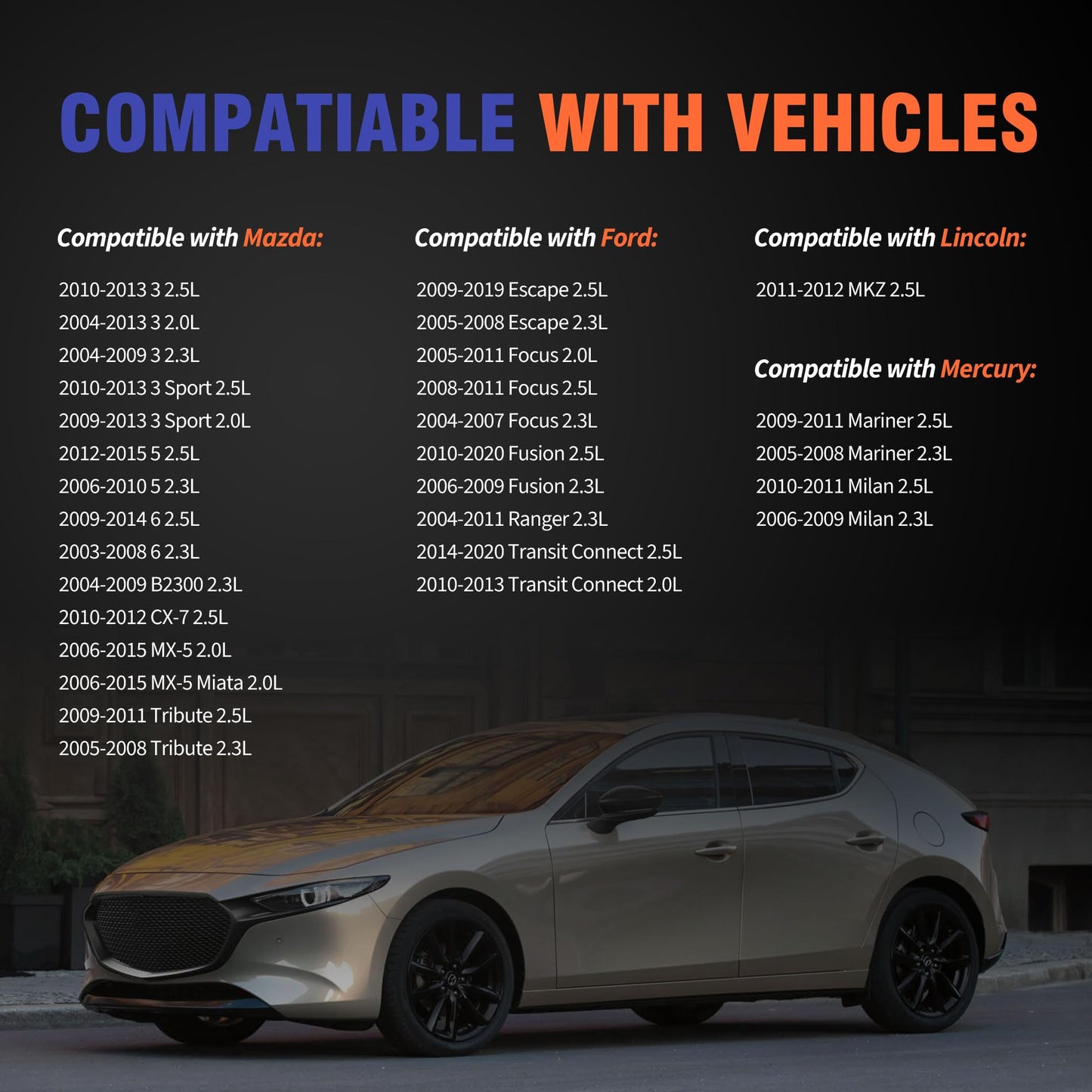 HiSport Valve Cover Gasket Set - Compatible with Ford Escape Focus Fusion Ranger Transit Connect Lincoln MKZ Mazda 3 Sport 5 6 B2300 MX-5 Miata Mercury 2.0L 2.3L 2.5L 2003-2020 - Replace VS50639R1