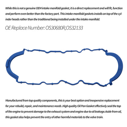 HiSport OS30680R Oil Pan Gasket - Compatible with Chevry Astro Blazer C1500 Express 1500 2500 GMC K1500 P3500 Sierra Isuzu Hombre Oldsmobile Bravada 4.3L Engine 1996-2006 - Replace OS32133