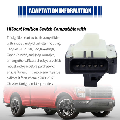 HiSport 924-727 Ignition Starter Switch Compatible with Chrysler 200 300 Pacifica Pt Cruiser Sebring Town & Country Voyager; Dodge Avenger Caliber Caravan Charger Grand Caravan; Jeep Commander Compass