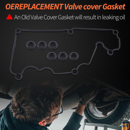 HiSport Valve Cover Gasket Set - Compatible with Ford 2005 2006 2007 2008 2009 2010 Mustang 4.0L - Replace VS50646R