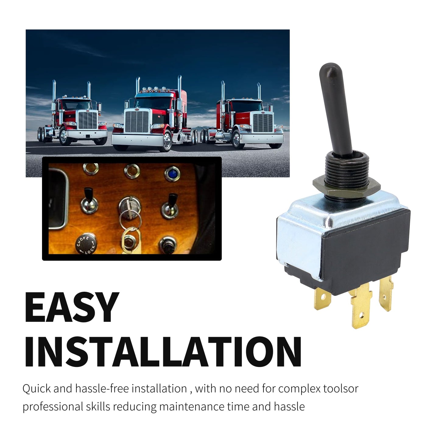 HiSport 16-06657 Light & Marker Toggle Switch - Compatible with Peterbilt 330 357 359 377 378 379 387 - Replace 577.75611 1606657 8956K996