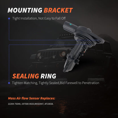 HiSport 22204-75040 Mass Air Flow Sensor Meter MAF Compatible with Toyota Tacoma Highlander Sienna 3.5L Replacement for Lexus 2016-2017 RX350 RX450h 3.5L, 197500-0020 MAS0447 AF10658