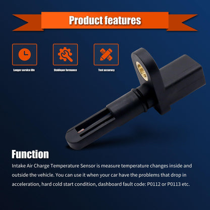 HiSport Intake Air Temperature Sensor - Compatible with Audi A3 2006-2013 A4 2002-2015 A5 2010-2015 A6 2003-2015 Q5 TT, Volkswagen Beetle CC Eos Golf Golf City GTI Jetta Passat Tiguan 06B905379A