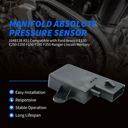 HiSport 1648138 Map Manifold Absolute Pressure Sensor Compatible with Ford Aerostar Bronco E-150 250 350 Escort Super Duty F-150 250 350 Mustang, Lincoln Continental, Mercury Capri Cougar Sable