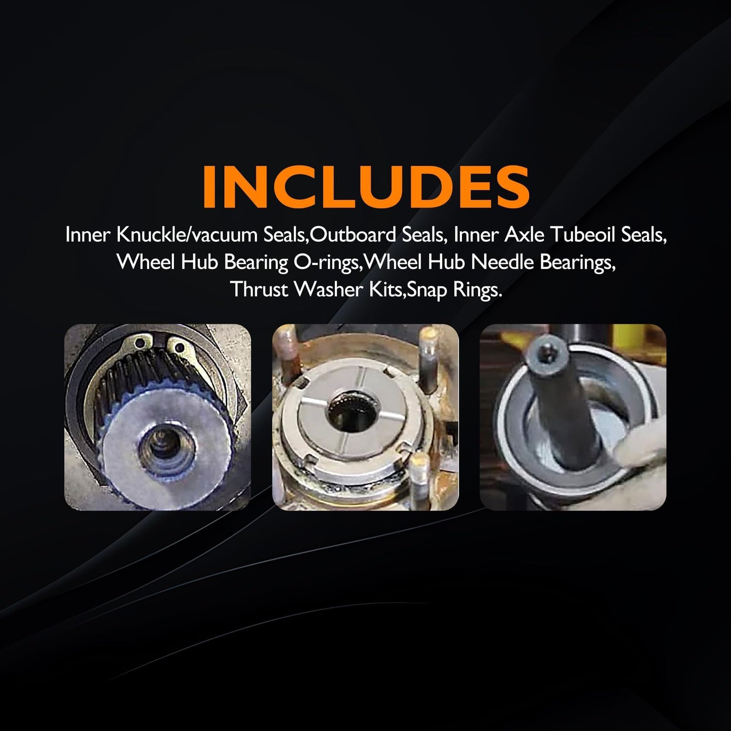 HiSport 50381 Outer Axle Knuckle Tube Dust Seal & Inner Tube Seal & Snap Ring & Needle Bearing & Thrust Washer Seals Kit Compatible with Ford 1998 1999 2000 2001 2002 2003 2004 Replace 50491 2019816