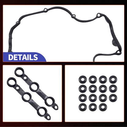 HiSport Valve Cover Gasket Set - Compatible with BMW 325Ci 325i 325xi 525i Z3 323Ci 323i 328Ci 328i 528i Z3 330Ci 330i 330xi 530i X5 Z3 1998-2002 2.5L 2.8L 3.0L - Replace 11121726537