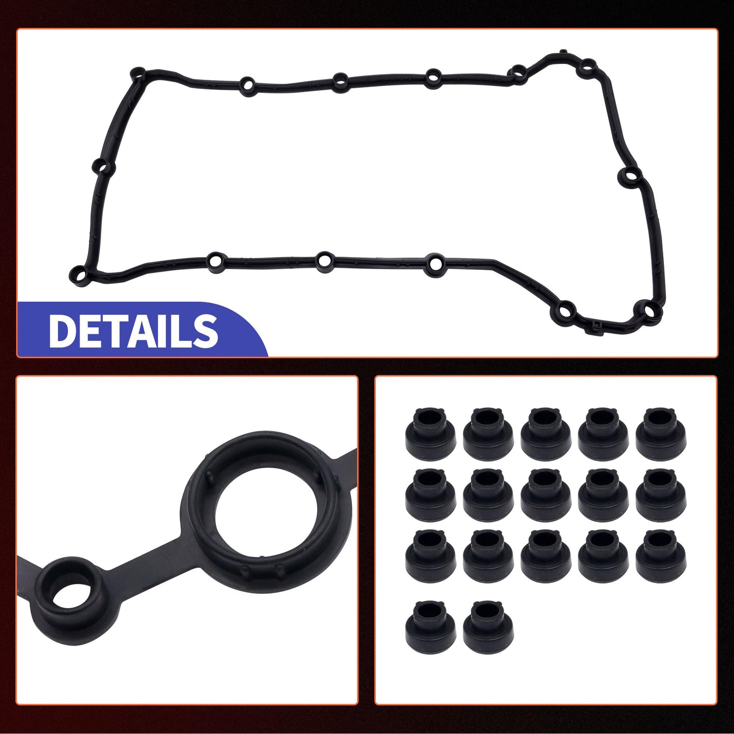 HiSport Engine Valve Cover Gasket - Compatible with Chrysler 200 Sebring Compatible with Dodge Journey Avenger Caliber Compatible with Jeep Compass Patriot 1.8L 2.0L 2.4L 2007-2016 - Replace VS50698R