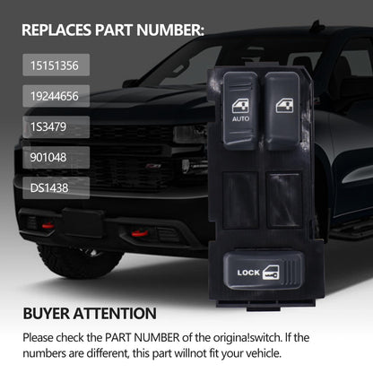 HiSport Master Power Window Switch Driver Side - Compatible with Chevrolet Blazer C1500 Pickup C2500 Pickup C3500 Pickup K1500 Pickup,GMC C1500 Pickup C2500 Pickup C3500 Pickup Jimmy 19244656