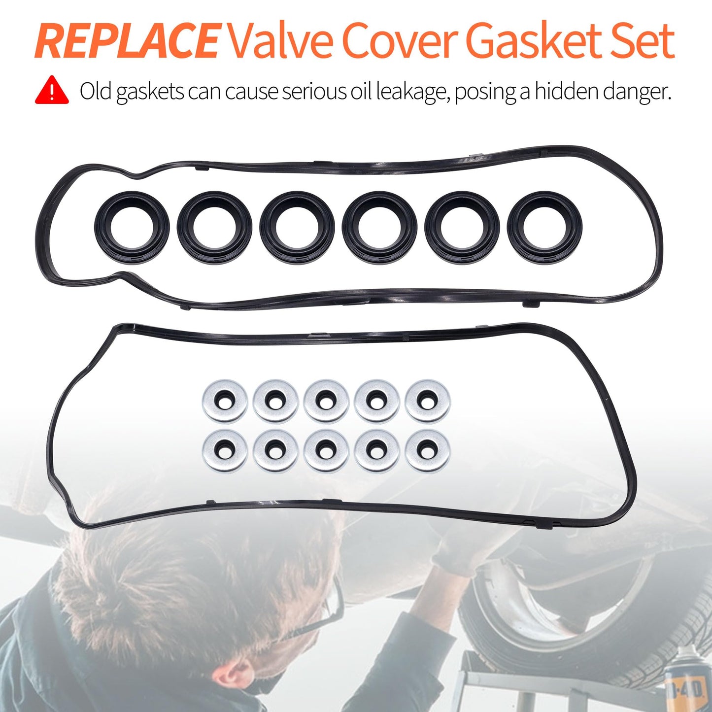 HiSport Engine Valve Cover Gasket Set - Compatible with Acura RDX TL TSX TL MDX ZDX RL Compatible with Honda Odyssey Pilot Ridgeline Accord Crosstour 2008-2017 3.5L 3.7L - Replace VS50773R