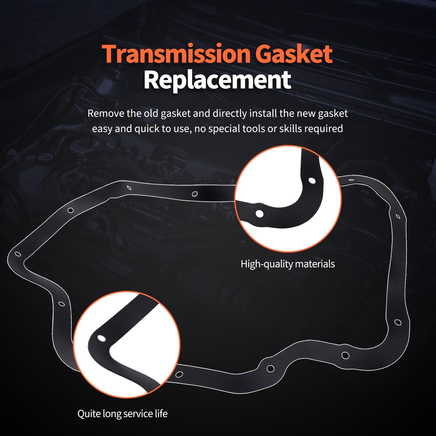 HiSport Transmission Oil Pan Gasket - Compatible with GM Turbo 400, 3/16'' Thick
