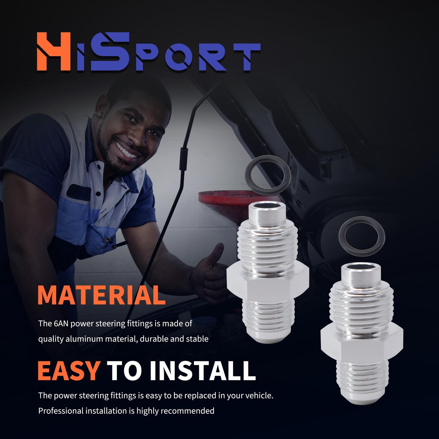 HiSport 6AN to 16mm & 6AN to 18mm Power Steering Fittings with O Rings Bump Tube - Compatible with GM Buick Chevy Cadillac