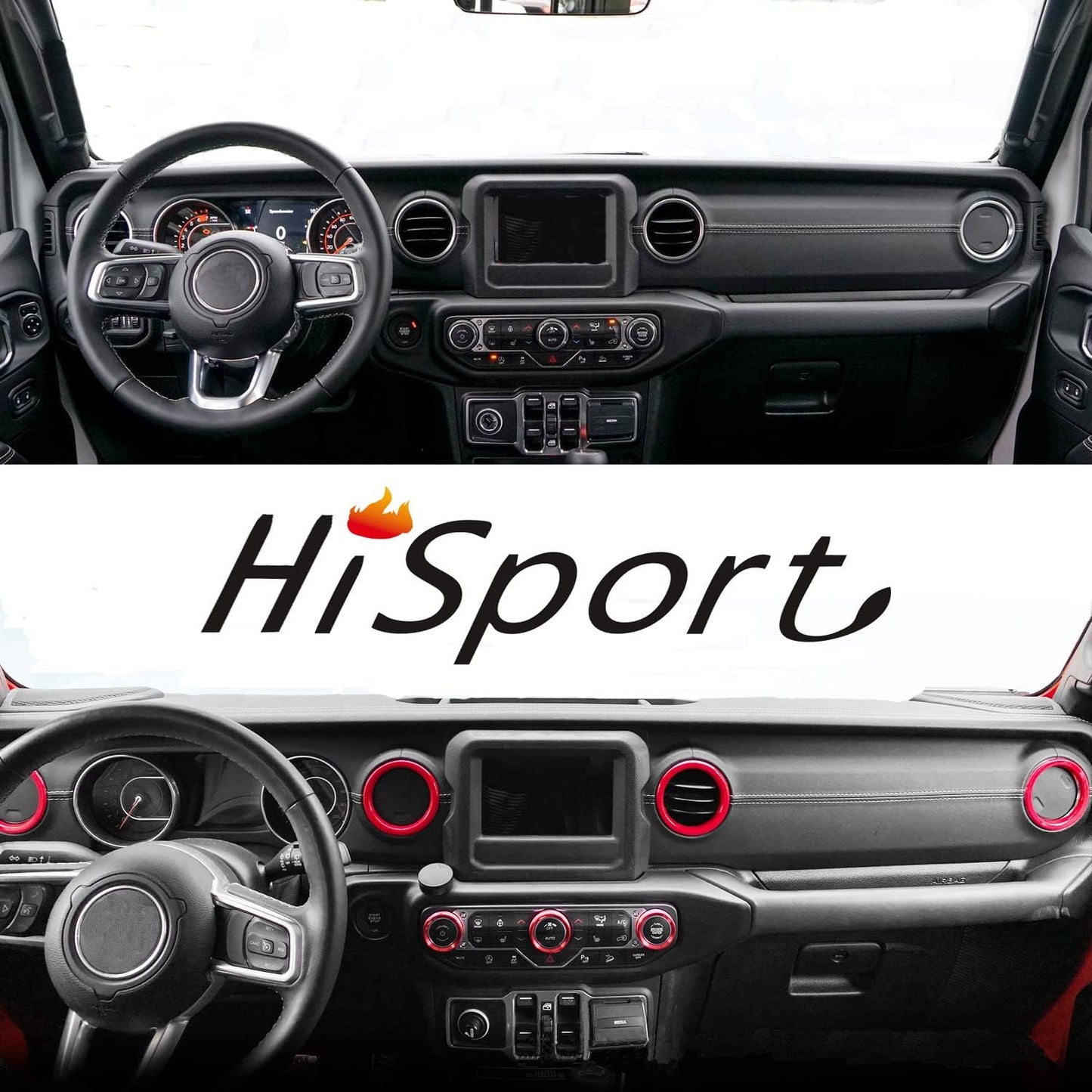 HiSport A/C Vent Ring Inner Trim Decoration Covers Compatible with 2018-2023 Jeep Wrangler JL JLU & Gladiator JT 4PCS Red