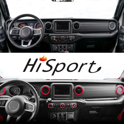 HiSport A/C Vent Ring Inner Trim Decoration Covers Compatible with 2018-2023 Jeep Wrangler JL JLU & Gladiator JT 4PCS Red