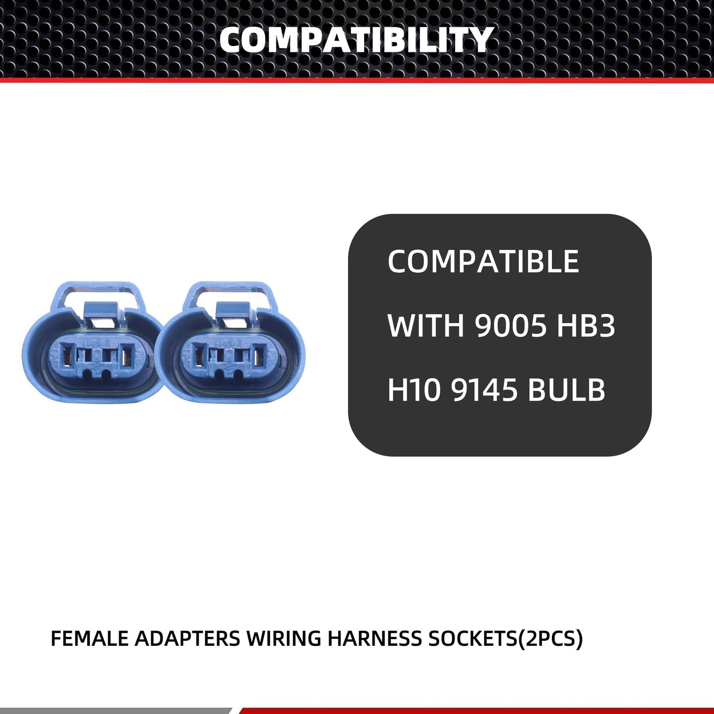 HiSport 2PCS 9005 HB3 H10 9145 Fog Light Female Connector Adapter Wire Pigtail Plug Socket Compatible with Acura/Honda High/Low Beam or Fog Lights