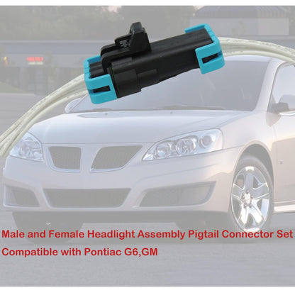 HiSport 1PACK 5 Pin Male And Female Sealed Headlight Assembly Connector Plug Pigtail Wire Wiring Harness Compatible with GM Pontiac G6