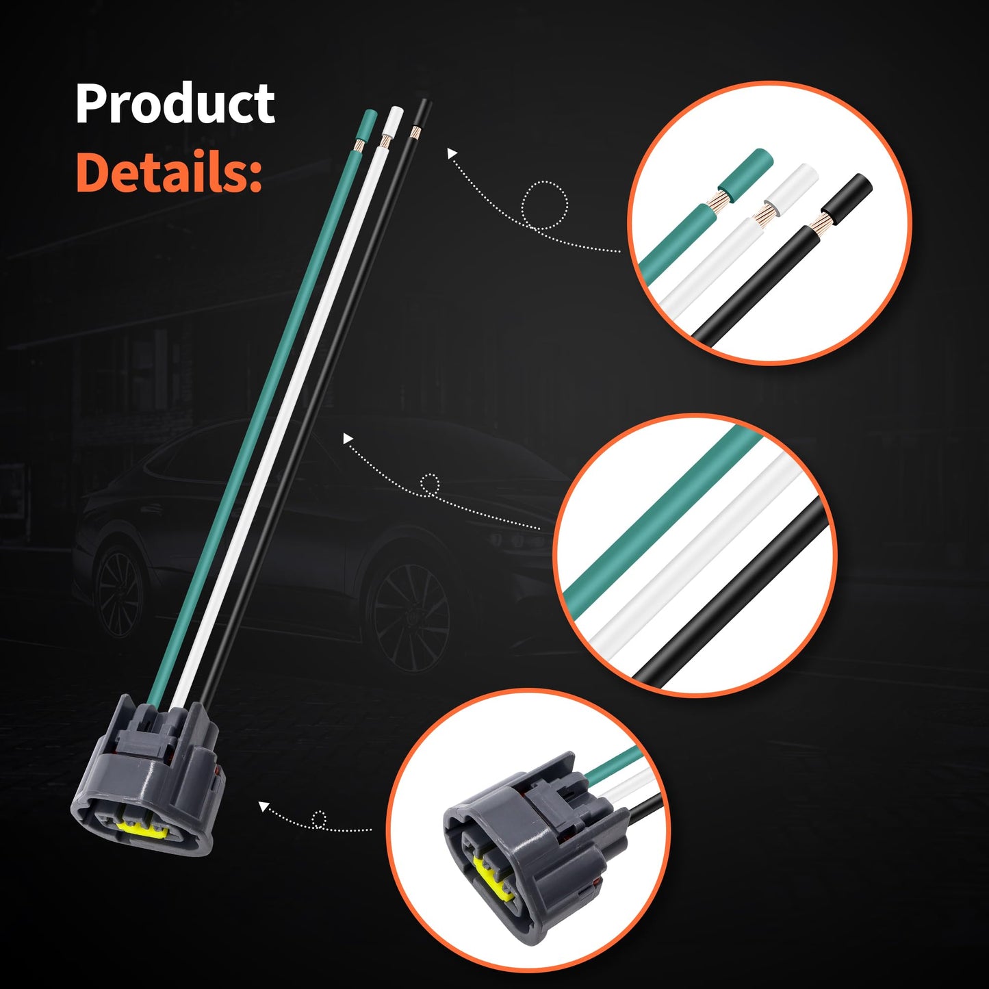 HiSport Camshaft Position Sensor Connector Wiring Harness 5019962AA Compatible with Dodge Ram 1500 2500 3500, B1500 B2500 B3500, Replacement for Jeep Grand Cherokee, Chrysler 300, S-2099 S2099