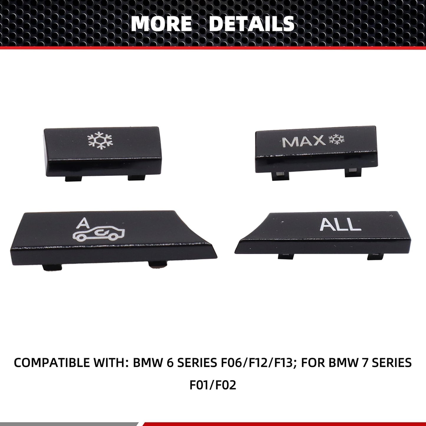 HiSport 61319313923 Set of 12 Air Conditioning A/C Heater Button Key Caps Switch Cover Repair Kit Compatible with BMW 5 Series F07 GT F10 F11, 6 Series F06 F12 F13, 7 Series F01 F02