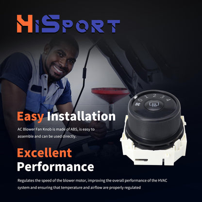 HiSport HVAC AC Blower Fan Knob Speed Control Switch Assy Compatible with Toyota Corolla Matrix Replacement for 55902-12100, 55902-02030, 55902-02070, 55902-75D358