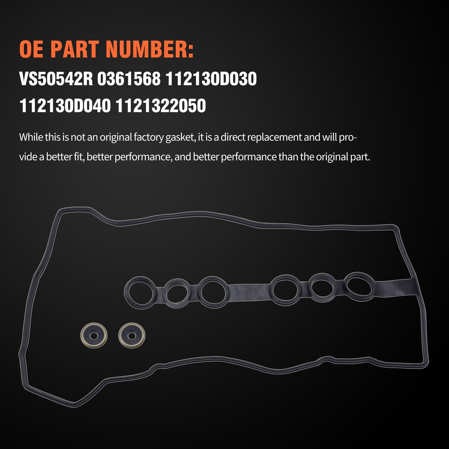 HiSport Valve Cover Gasket Seal VS50542R- Compatible with Chevy 1998-2002 Prizm Pontiac 2003-2008 Vibe Toyota 1998-2008 Corolla 2003-2008 Matrix 2000-2005 Celica 2000-2005 MR2 Spyder 1.8L