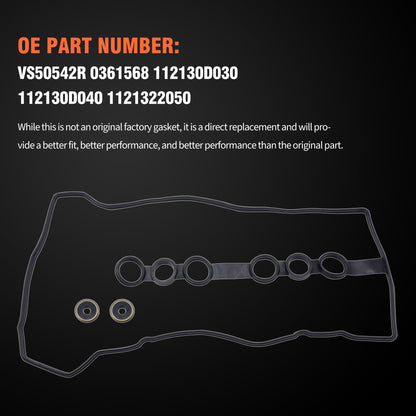 HiSport Valve Cover Gasket Seal VS50542R- Compatible with Chevy 1998-2002 Prizm Pontiac 2003-2008 Vibe Toyota 1998-2008 Corolla 2003-2008 Matrix 2000-2005 Celica 2000-2005 MR2 Spyder 1.8L