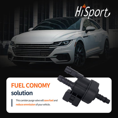 Hisport Vapor Canister Purge Valve 06H906517AE - Compatible with Audi A3 Quattro Q3 Quattro S3 TT TTS Quattro Arteon Atlas Beetle Golf Alltrack Golf GTI Jetta Passat 2011-2020 - Replaces CP990 2M1576