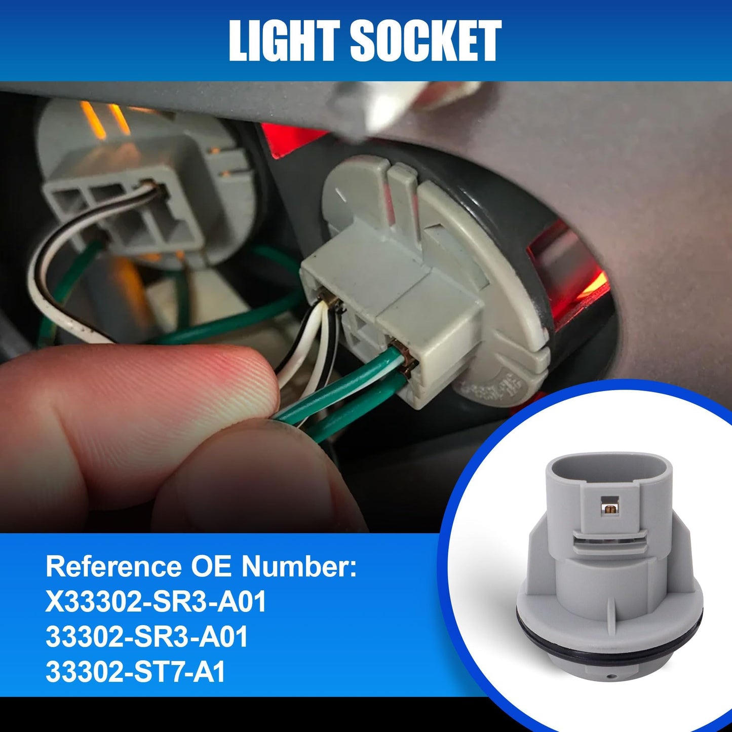 HiSport 33302-SR3-A01 1PACK Turn Signal Blinker Light Bulb Socket & Connector Compatible with Acura CL RDX RL RLX TL TSX, Honda Accord Crosstour Civic Element Odyssey CRV Pilot 2003 2004 2005