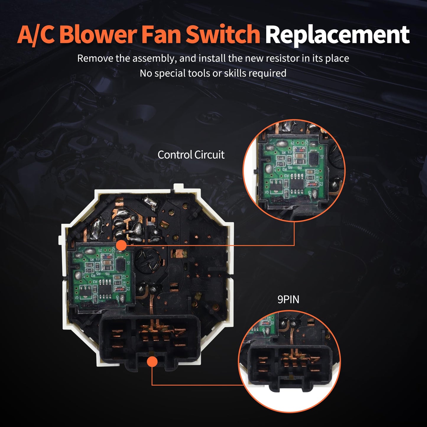 HiSport HVAC AC Blower Fan Knob Speed Control Switch Assy Compatible with Toyota Corolla Matrix Replacement for 55902-12100, 55902-02030, 55902-02070, 55902-75D358
