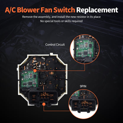 HiSport HVAC AC Blower Fan Knob Speed Control Switch Assy Compatible with Toyota Corolla Matrix Replacement for 55902-12100, 55902-02030, 55902-02070, 55902-75D358