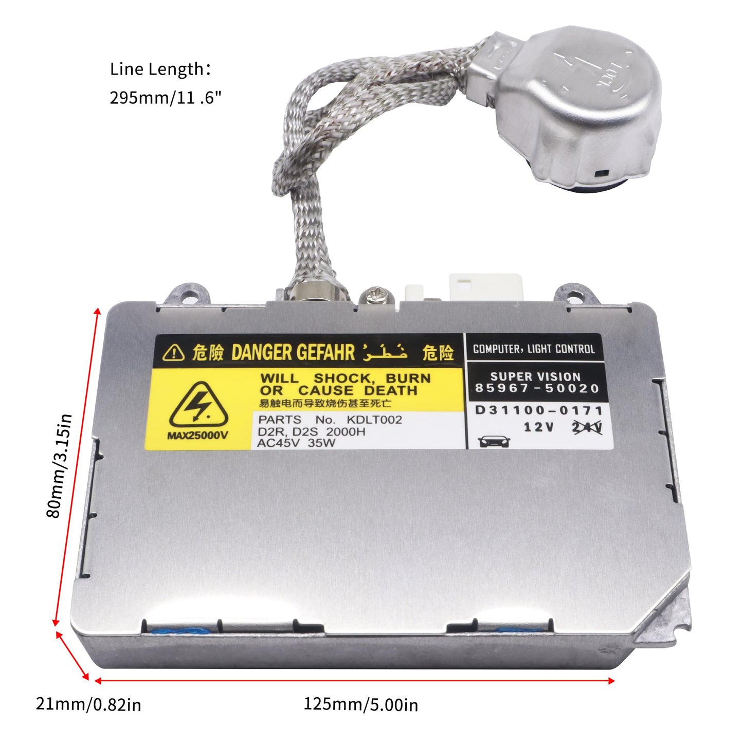 HiSport D1S D2R Xenon HID Headlight Ballast Control Module Unit KDLT002 DDLT002, 85967-30050, 85967-50020, 85967-33010 Compatible with Toyota Lexus Mazda Lincoln Porsche Land Rover